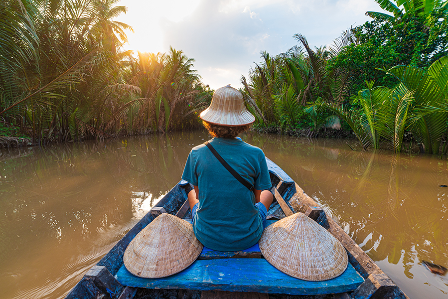 Boat tour in the Mekong River Delta region in Ben Tre Province South Vietnam with Man Nguyen Private Vietnam Tour Packges